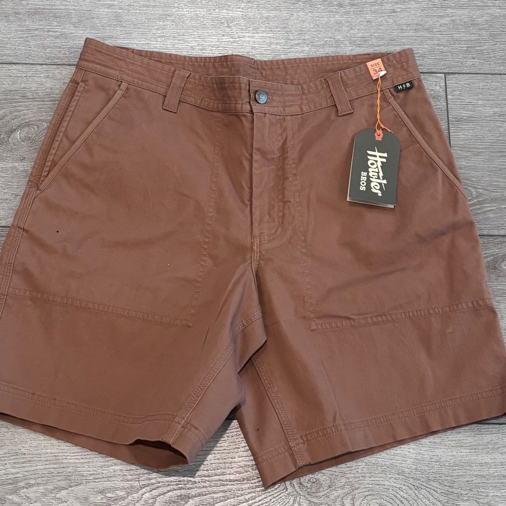 Howler Bros Clarksville Walk Shorts Mens 34 Brown Utility Stretch Casual New